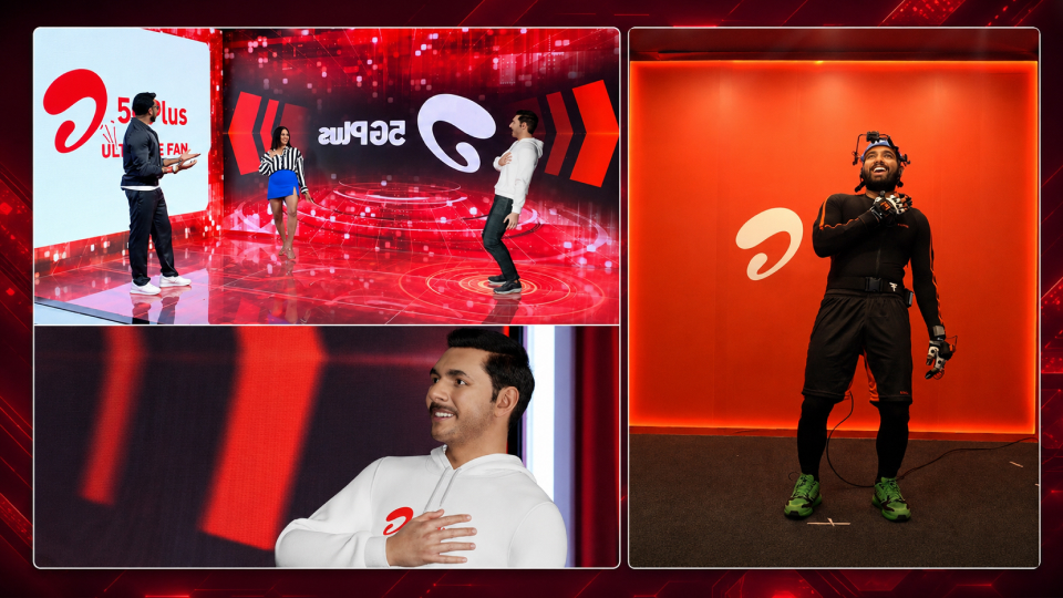 Futuristic studio with 5G branding
